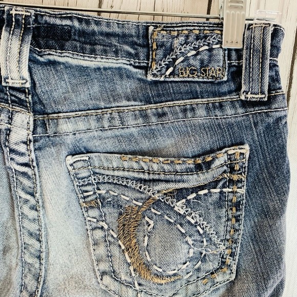 Womens Big Star Maddie Boot Cut Mid Rise Distressed Denim Blue Jeans Size 28s - Picture 5 of 8